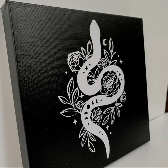 Handmade Gothic Snake & Roses Canvas - Picture 3 of 8